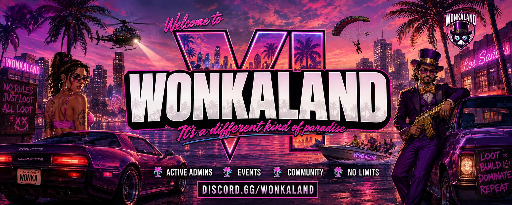 Discovery splash banner for WONKALAND Discord server