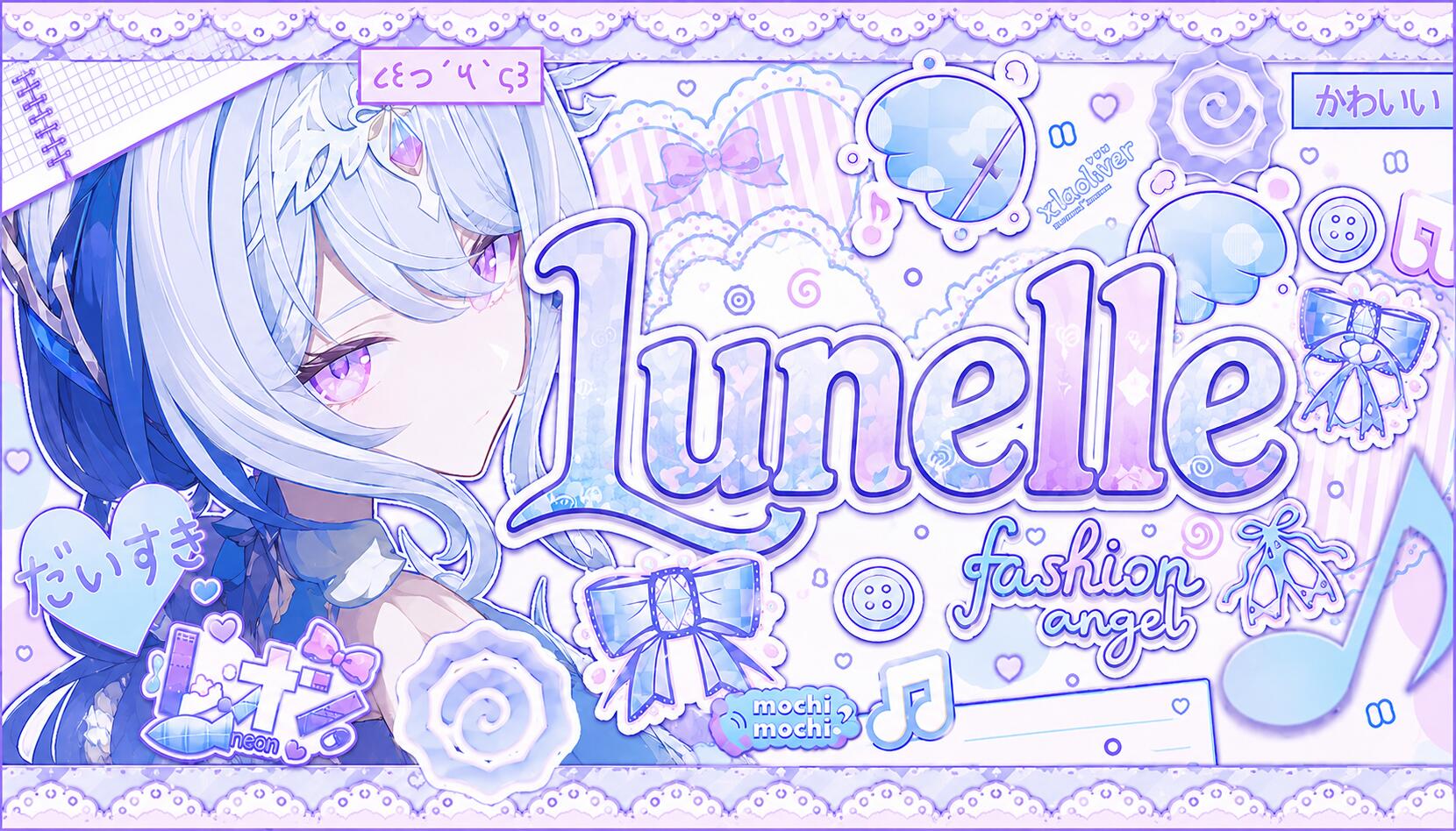 Discovery splash banner for 🫧𓏼 ঌ lunelle ゛ genshin゛ trades゛ mm 𓈒୧ Discord server