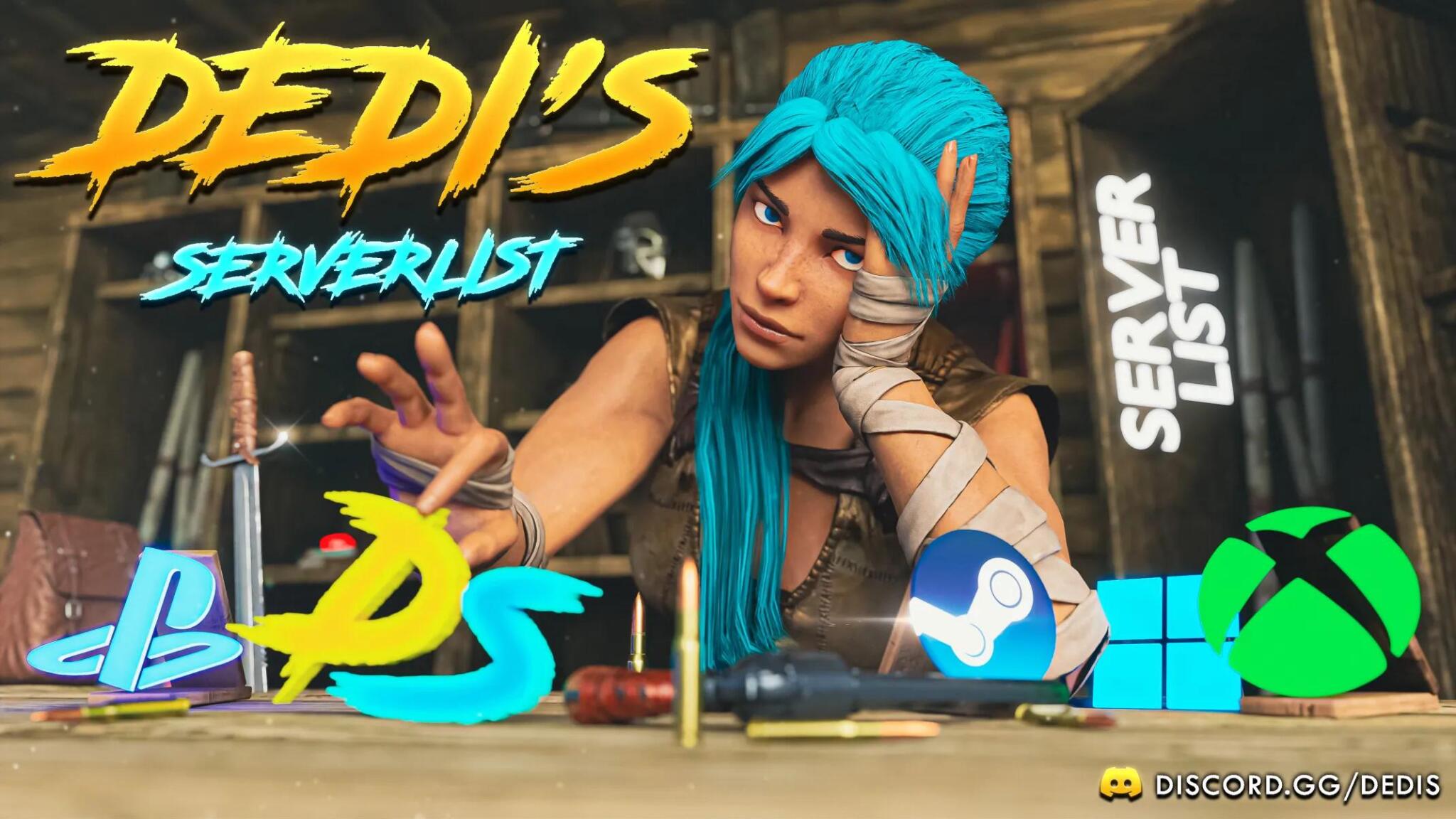 Discovery splash banner for Dedi's Serverlist | Ark Discord server