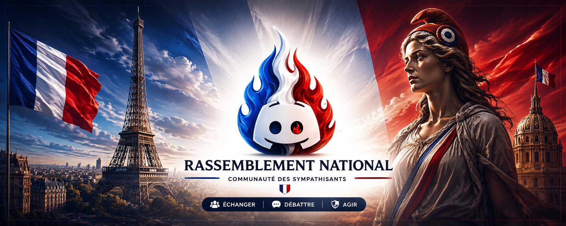 Discovery splash banner for 🔵⚪🔴 RN - Communauté des sympathisants Discord server
